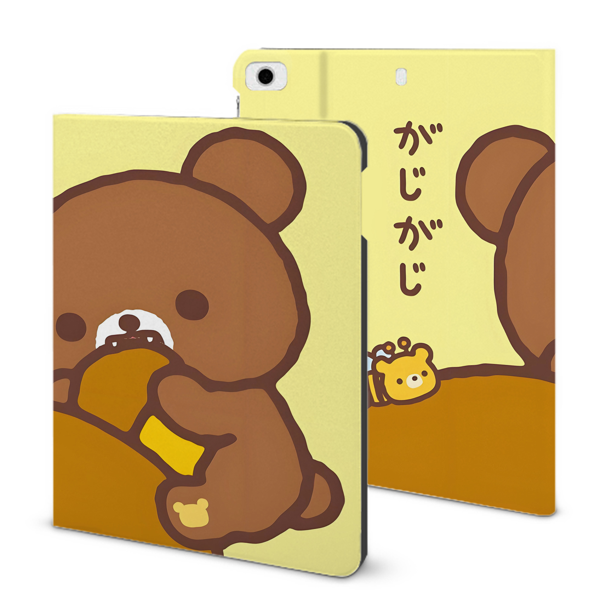（画像用） リラックマ リラックマ キイロイトリ Rilakkuma Korilakkuma Kiiroitori IPad ケース ブック型 PUレザー TPU 耐衝撃 軽量 薄型 ペン収納なし 全面保護 IPad 各モデル対応